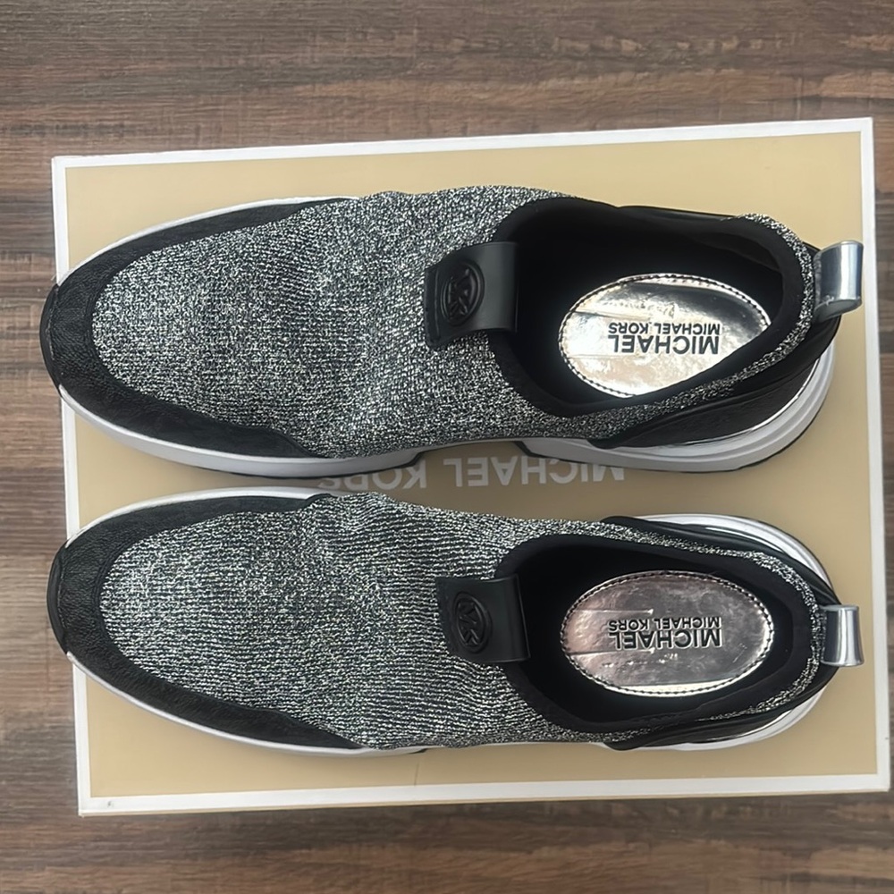 Michael Kors Black and White Slip-On Sneakers - Picture 5 of 6